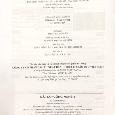 Sách - Bài Tập Công Nghệ 8 (Cánh Diều) (Chuẩn)