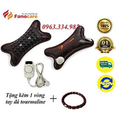 Gối đá nhiệt nóng tourmaline Fanocare kết hợp 2 viên đá từ tính giúp giảm mỏi vai gáy (Loại nhỏ) (Tặng kèm 1 vòng tay đá tourmaline)