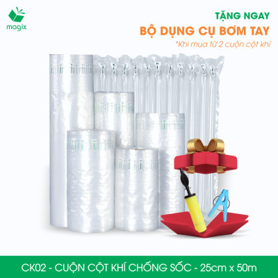 Cuộn cột khí chống sốc - 25cm x 50m - Xốp hơi, đệm hơi đóng gói hàng dễ vỡ - CK02