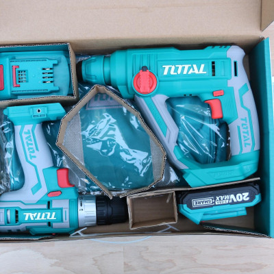 BỘ COMBO MÁY KHOAN ĐỘNG LỰC VÀ MÁY KHOAN DÙNG PIN 20V (2PIN 2AH, 1 SẠC) TOTAL TCKLI2008 - HÀNG CHÍNH HÃNG