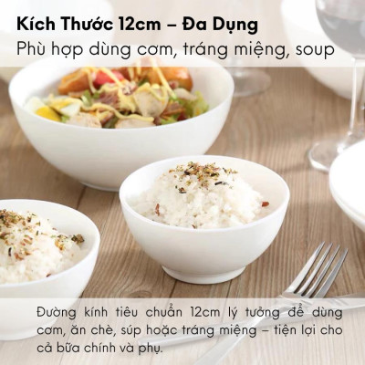 Bộ 6 bát (chén) cơm thủy tinh Luminarc Diwali 12cm N3973*6, dùng lò vi sóng, máy rửa bát | Hàng chính hãng