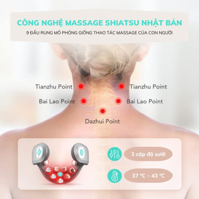Máy Massage Cổ SKG G7-Pro với 9 Đầu rung độc lập, Hồng ngoại Chườm nóng thư giãn, giảm đau mỏi cổ