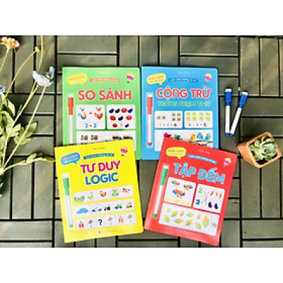 BỘ 4 cuốn làm toán không sợ sai- VỞ VIẾT XOÁ ĐƯỢC TẶNG KÈM 2 bút