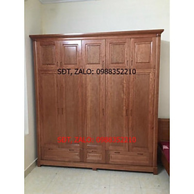 Tủ quần áo xoan đào 5 cánh 2 tầng