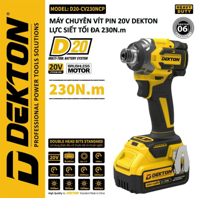 MÁY BẮT VÍT DÙNG PIN DEKTON D20-CV230NCP - HÀNG CHÍNH HÃNG