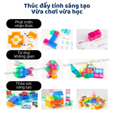 Đồ chơi xếp hình nam châm ánh sáng hình khối - Mideer Creative Magnetic Building Blocks - Dành cho bé từ 3 tuổi