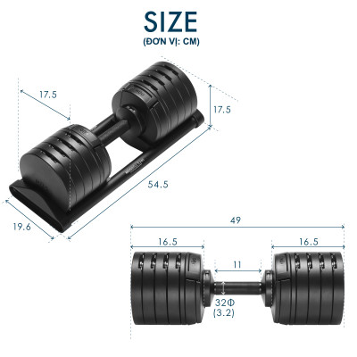 Nuobell - Tạ dumbbells 40Kg Điều Chỉnh 20 Mức – Tay Cầm Khắc Vân, Phù Hợp Gym, Tập Luyện Tại Nhà