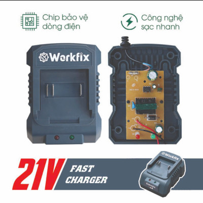 Sạc máy khoan - máy siết bulong - máy bắt vít - Workfik chân sạc phổ thông, sạc nhanh 2.0A - 3.0A - Sạc Đôi 2.5Ax2