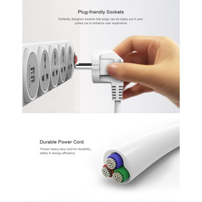 Ổ cắm điện chống giật có 2 cổng usb sạc điện thoại Huntkey SZN 507 - Hàng chính hãng