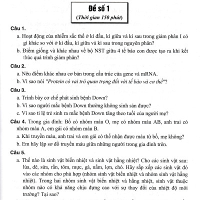 Bộ Đề Ôn Thi Vào Lớp 10 THPT Môn Sinh Học (Dùng Chung Cho Các Bộ SGK Hiện Hành) -HA