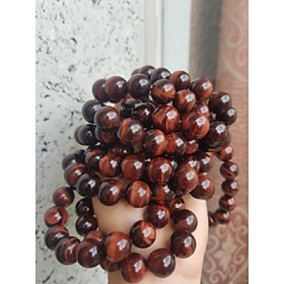 Vòng đá mắt hổ tự nhiên Đỏ Nâu Bóng Đẹp  nam mệnh Hỏa, Mệnh Thổ  size 16mm