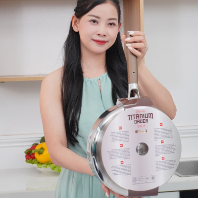 Chảo Inox 3 lớp liền khối chống dính Kalpen Nano Titanium Dauer chuản Đức - Hàng chính hãng