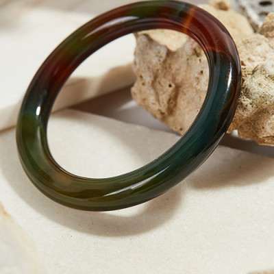 Vòng tay đá mã não thiên nhiên bản tròn dày 10mm Ni 56, 57mm - Ngọc Qúy Gemstones