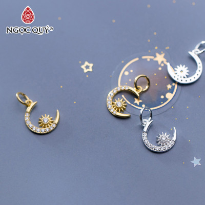 Combo 2 cái charm bạc mặt trăng treo - Ngọc Quý Gemstones