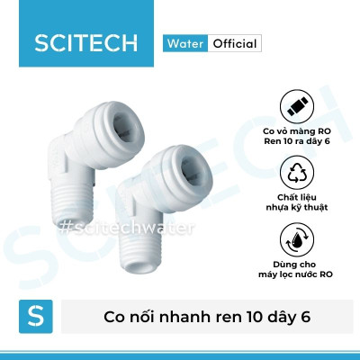 Combo 2 co nối nhanh ren 10 ra dây 6 (Co vỏ màng) dùng trong máy lọc nước - Hàng chính hãng