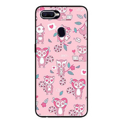 Ốp Lưng in cho Oppo F9 Mẫu Gấu Chó Nền Hồng - Hàng Chính Hãng