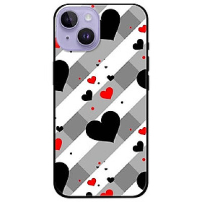 Ốp lưng dành cho Iphone 14 - Iphone 14 Plus - Iphone 14 Pro - Iphone 14 Pro Max - Tim Đen Đỏ Sọc