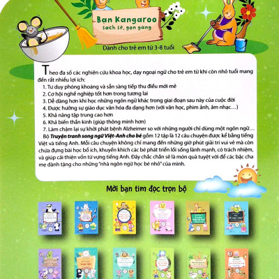 Sách Truyện Tranh Song Ngữ Việt Anh Cho Bé - Bạn Kanguru Sạch Sẽ