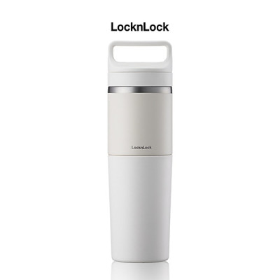 Bình Giữ Nhiệt Inox LocknLock SLO 2 trong 1 600ml LHC4332, Hàng chính hãng, cốc nhựa đi kèm, quai xách tiện lợi -JoyMall