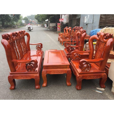 ​Bộ bàn ghế giả cổ trạm đào gỗ sồi nga