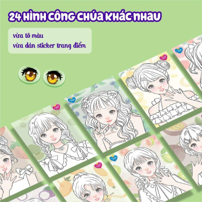 Sách - Trang Điểm Công Chúa Quả Cara - Tô Màu Và Bóc Dán Hơn 100+ Stickers Xinh Đẹp Cho Bé Gái - Megabook