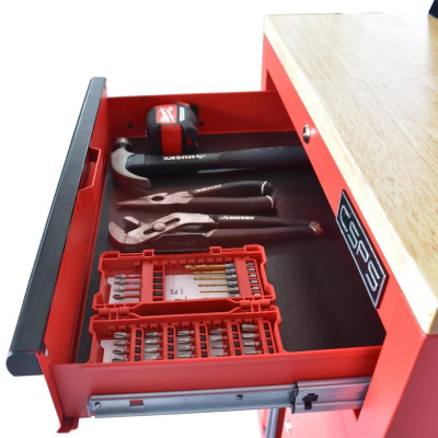 Tủ dụng cụ CSPS 61cm - 01 hộc kéo màu đỏ chân tăng chỉnh ván gỗ vách lưới