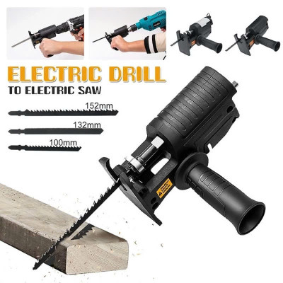 Bộ Chuyển ĐổiMáy Khoan Thành Máy Cưa Điện Cầm Tay Kèm 3 Lưỡi Cắt Gỗ, Kim Loại Đa Năng Hiệu Quả