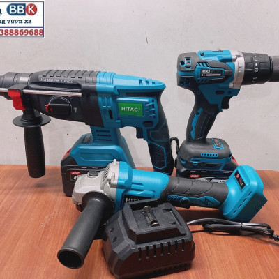Bộ Combo 3 Món Gồm Máy Khoan Đục Bê Tông, Máy Mài Và Máy Khoan Pin Dùng Pin 199V, 2 Pin 15Cell, Máy Khoan Siêu Khỏe - Bảo Hành 12 Tháng