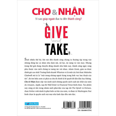 Sách - Give And Take - Cho Và Nhận - First News