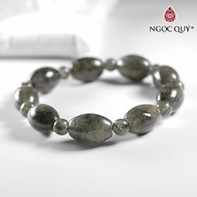 Vòng tay đá thạch anh tóc xanh 10x14mm mệnh hỏa, mộc - Ngọc Quý Gemstones