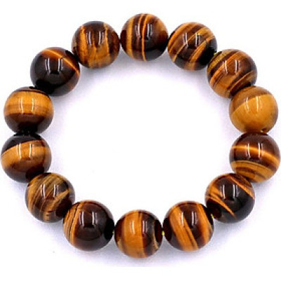 Chuỗi hạt đeo tay đá mắt hổ vàng đen 14 ly - Vòng chuỗi đeo tay đá phong thủy