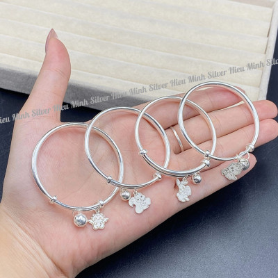 Lắc tay Cho Bé Bạc Ta Nguyên Chất S99 Mix Charm Chính Hãng Bạc Hiểu Minh LTE570