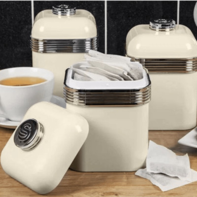 Set 3 hộp đựng cafe, trà và đường Swan hàng chính hãng