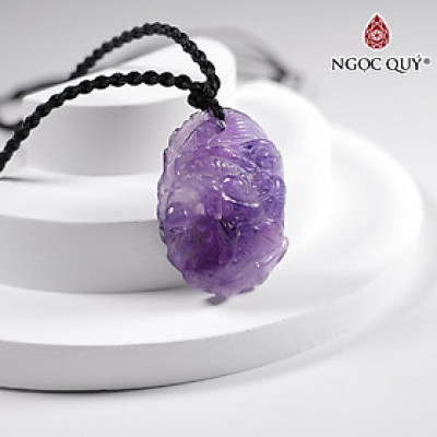 Mặt dây chuyền khắc rồng đá thạch anh tím  mệnh hỏa. thổ - Ngọc Quý Gemstones