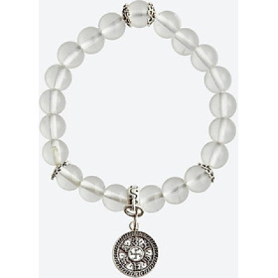 Vòng tay thạch anh trắng charm lục tự bạc Ngọc Quý Gemstones