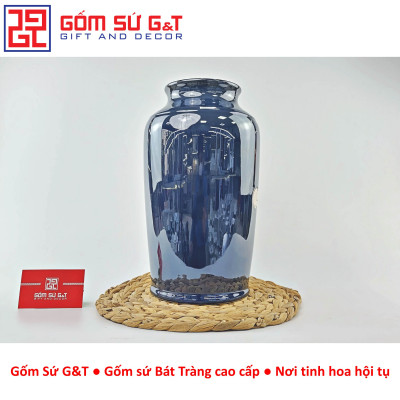 Lọ hoa men hỏa biến dáng thạp vẽ sen Gốm Sứ G&T