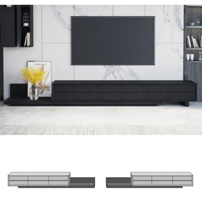 COMBO kệ tivi bàn trà hiện đại vân sồi đen, Bộ nội thất phòng khách cao cấp nhập khẩu