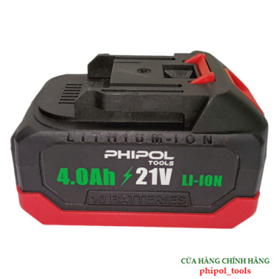 Pin 10 cell dung lượng 1500mAh PHIPOL TOOLS 4.0Ah/21V LI-ION có đèn báo hiển thị dung lượng - Hàng Chính Hãng