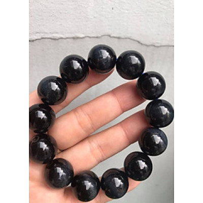 CHIẾC VÒNG ĐÁ TỰ NHIÊN 16mm MỚI XANH XANH ĐEN 13 HẠT NAM mạng THUỶ Mạng MỘC đeo Tốt 67kg đến 80kg