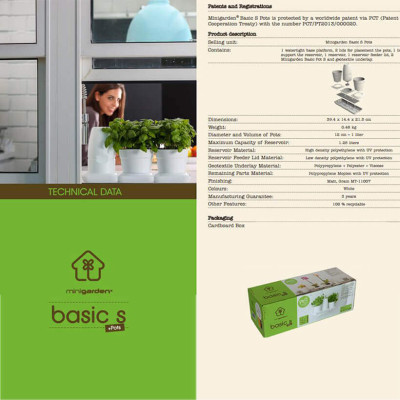 Chậu trồng rau sạch tự động tưới nước và tự chăm sóc rau tại nhà trong 2 tháng Minigarden Basic S (1 bộ gồm 2 chậu S, 1 khay hứng nước, 1 bình chứa nước và phân)