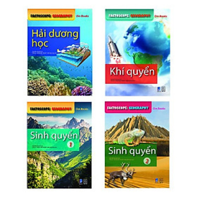 Bộ sách Factoscope: Geography (4 cuốn - tranh màu): Khí quyển + Hải dương học + Sinh quyển 1 + Sinh quyển 2