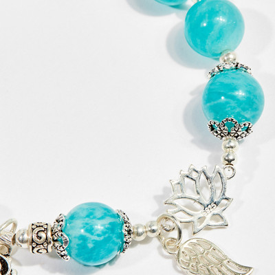 Vòng tay phong thủy nữ đá amazonite phối charm (9mm) mệnh thủy , mộc - Ngọc Quý Gemstones