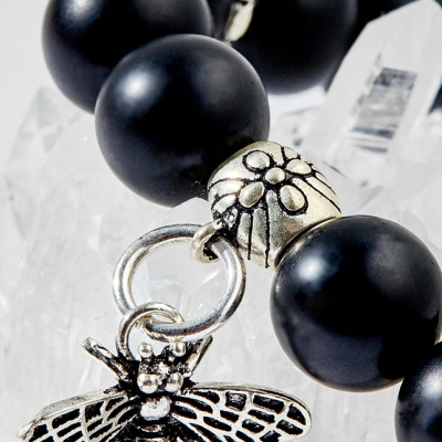 Vòng tay đá thiên thạch charm Ong bạc Ngọc Quý Gemstones