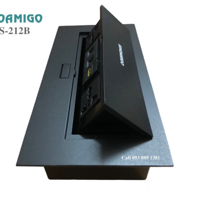 Ổ cắm âm bàn văn phòng đa năng Sinoamigo STS-212B màu đen - Hàng chính hãng