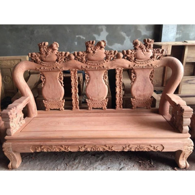 Bộ bàn ghế giả cổ nghê đỉnh gỗ hương đá