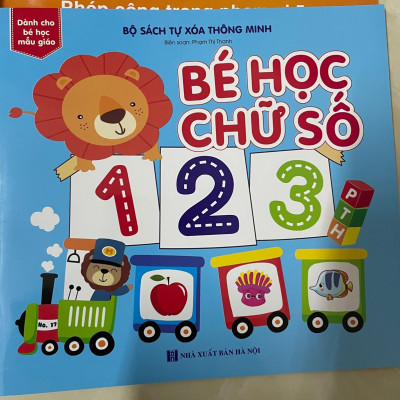 Bộ sách tự xóa thông minh (4 cuốn) - Bé học chữ cái - Hình khối và màu sắc - Bé học chữ số - Bé học toán kèm 2 bút xóa được