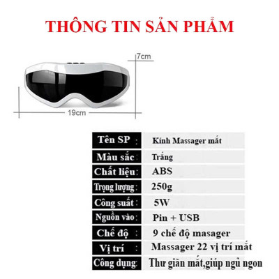 Máy Massage Mắt - Kính Massage Mắt Công Nghệ Từ Tính Giảm Áp Lực, Giảm Mỏi Mắt Hiệu Quả
