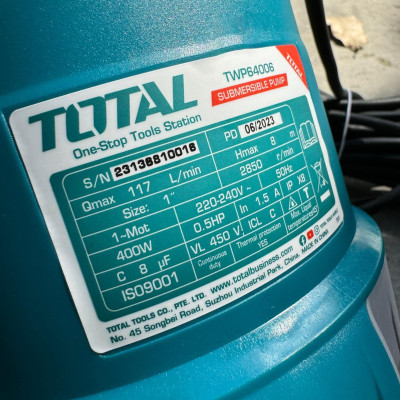 MÁY BƠM CHÌM NƯỚC SẠCH (MÔ TƠ DÂY ĐỒNG) 400W  TOTAL TWP64006 - HÀNG CHÍNH HÃNG