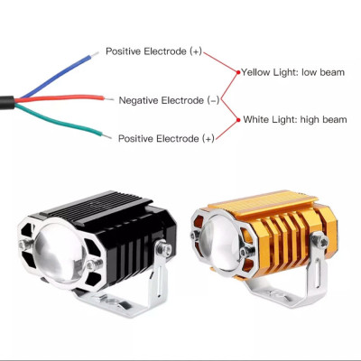 Đèn Trợ Sáng Motofish Xe Máy Ô Tô Chống Nước 12v-80v 45W: Thiết Kế Mới, Cốt Vàng, Pha Trắng