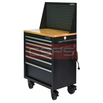 Tủ dụng cụ 7 ngăn kéo , mặt ván gỗ màu đen mờ 76cm kèm vách lưới CSPS